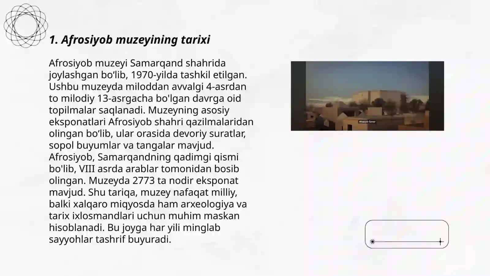 Afrosiyob Muzeyi Tarixi va Ekspanatlari 3