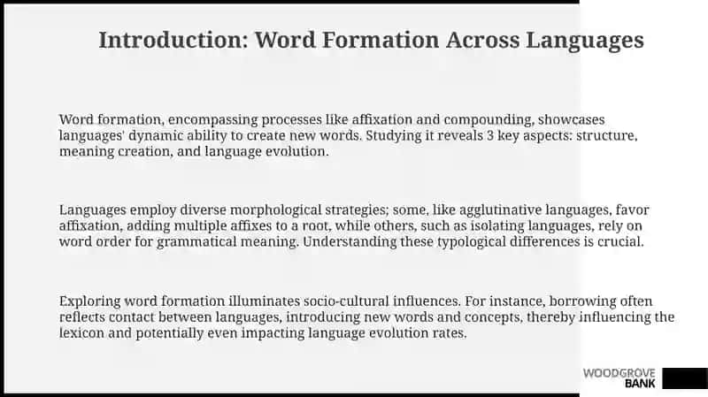 Word Formation Across Languages: A Comparative Overview 3