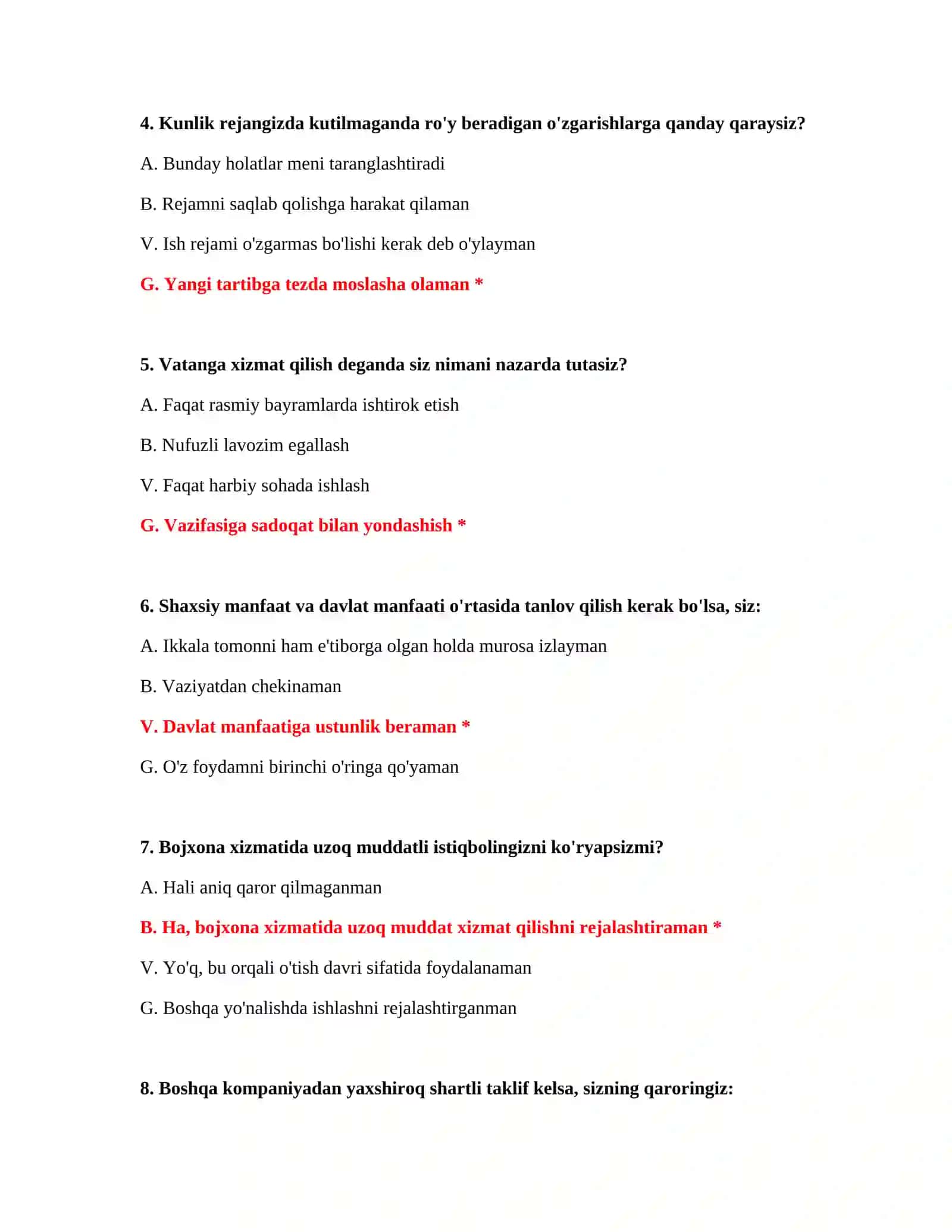 Bojxona testlari online 3