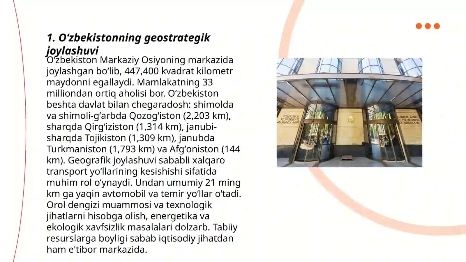 Oʻzbekistonning Markaziy Osiyoda tinchlik va barqarorlik taʼminlanishidagi oʻrni 3