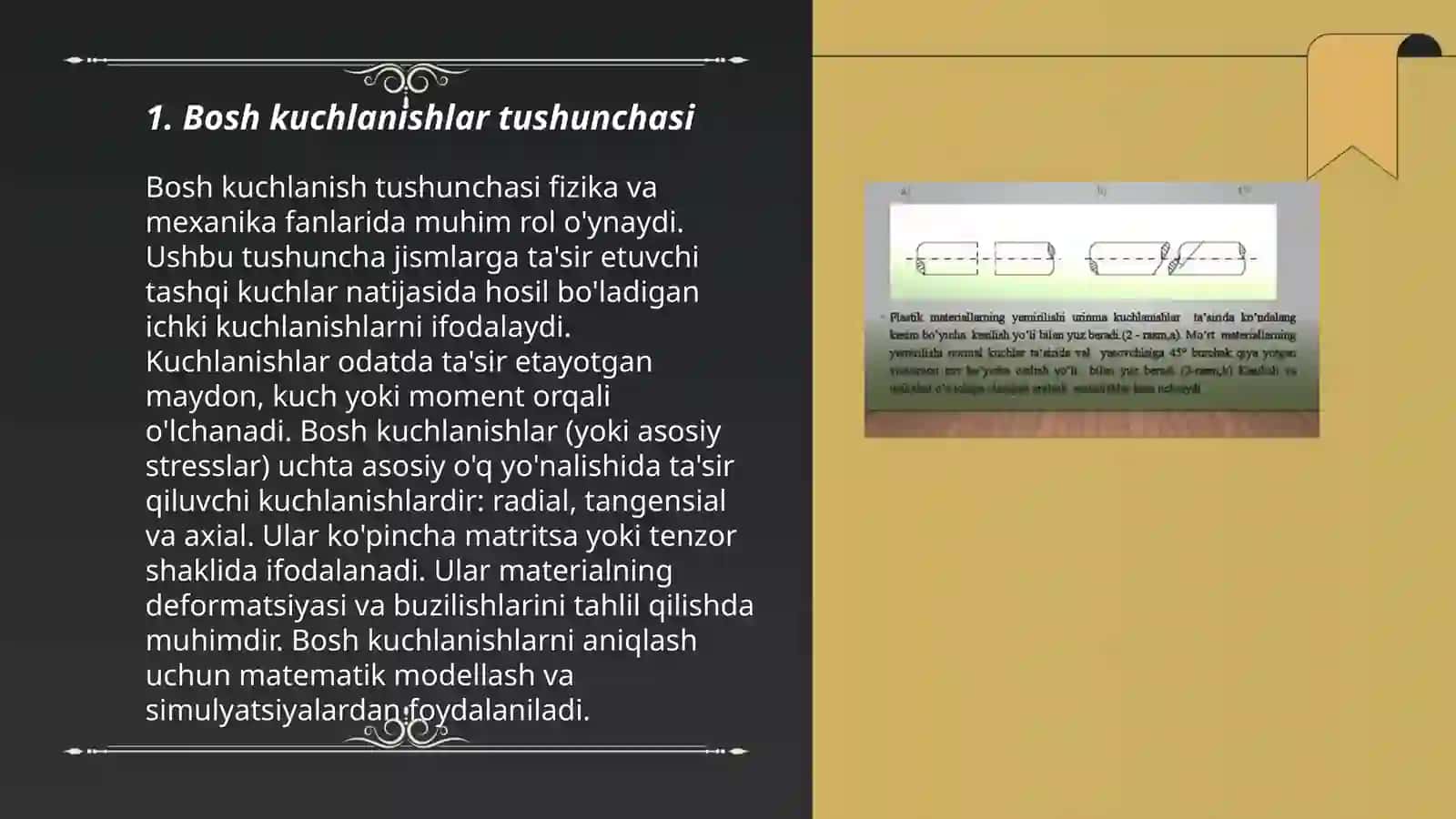 Bosh kuchlanishlar,ekstremal urunma kuchlanishlar va oktaedrik kuchlanishlar 3