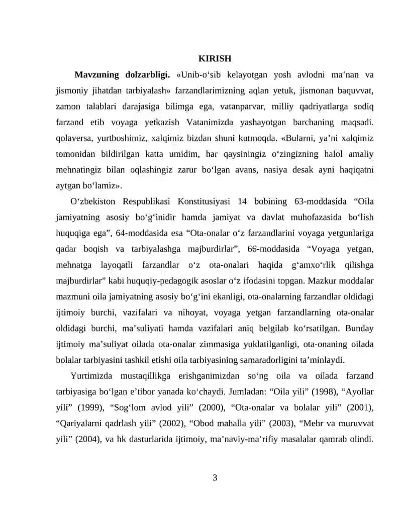 KURS ISHI Oilaviy munosabatlarda milliy urf-odatlarning o`rni 3
