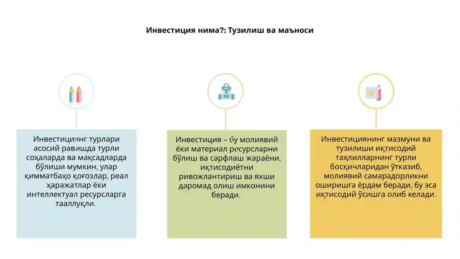 Инвестиция нима?: Тузилиш ва маъноси 3