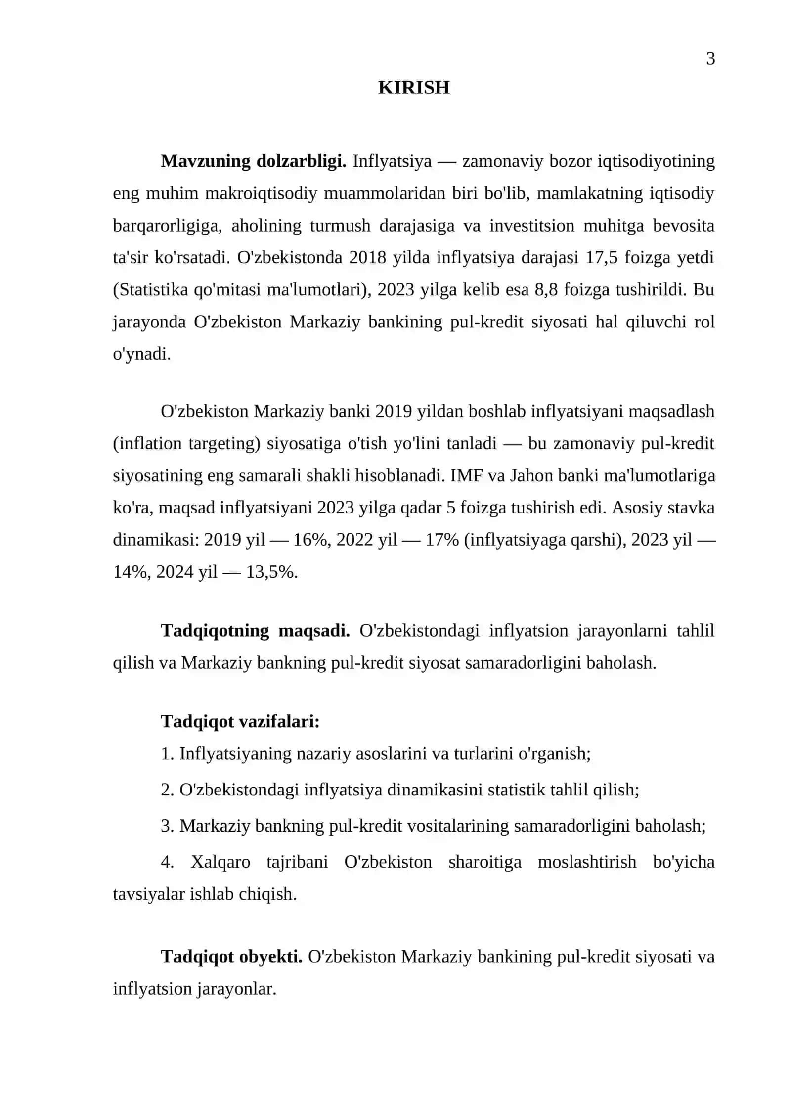 "Inflyatsiya jarayonlari va Markaziy bank siyosati" 3