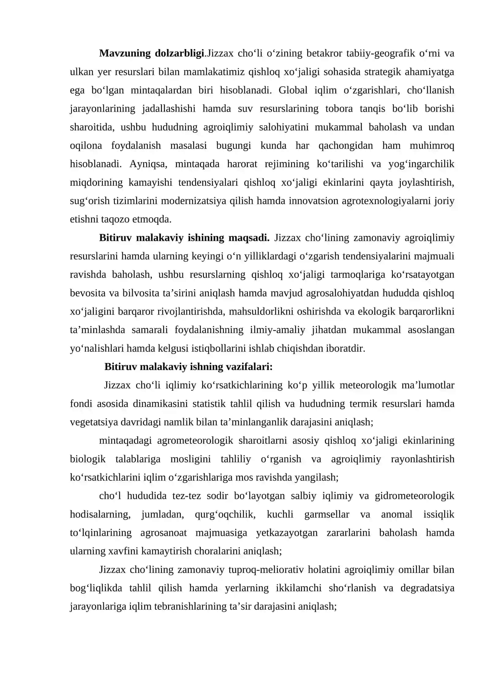 JIZZAX CHO‘LINING AGROIQLIMIY RESURSLARI VA ULARDAN QISHLOQ XO‘JALIGIDA SAMARALI FOYDALANISH ISTIQBOLLARI 3
