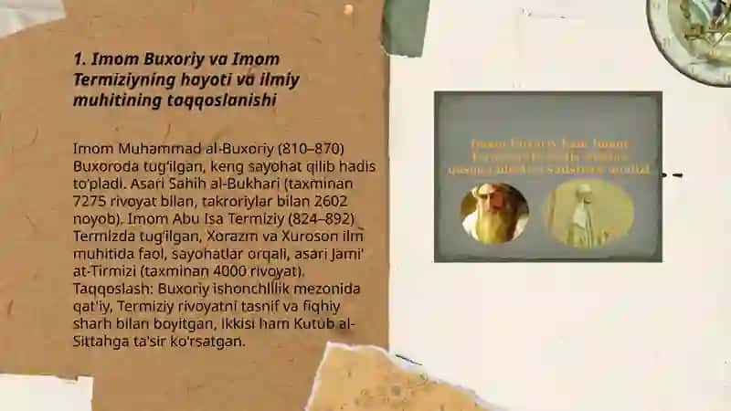 Imom Buxoriy haʼm Imom Termiziy haʼdis ilimine qosqan uʼleslerin salistiriw analizi 3