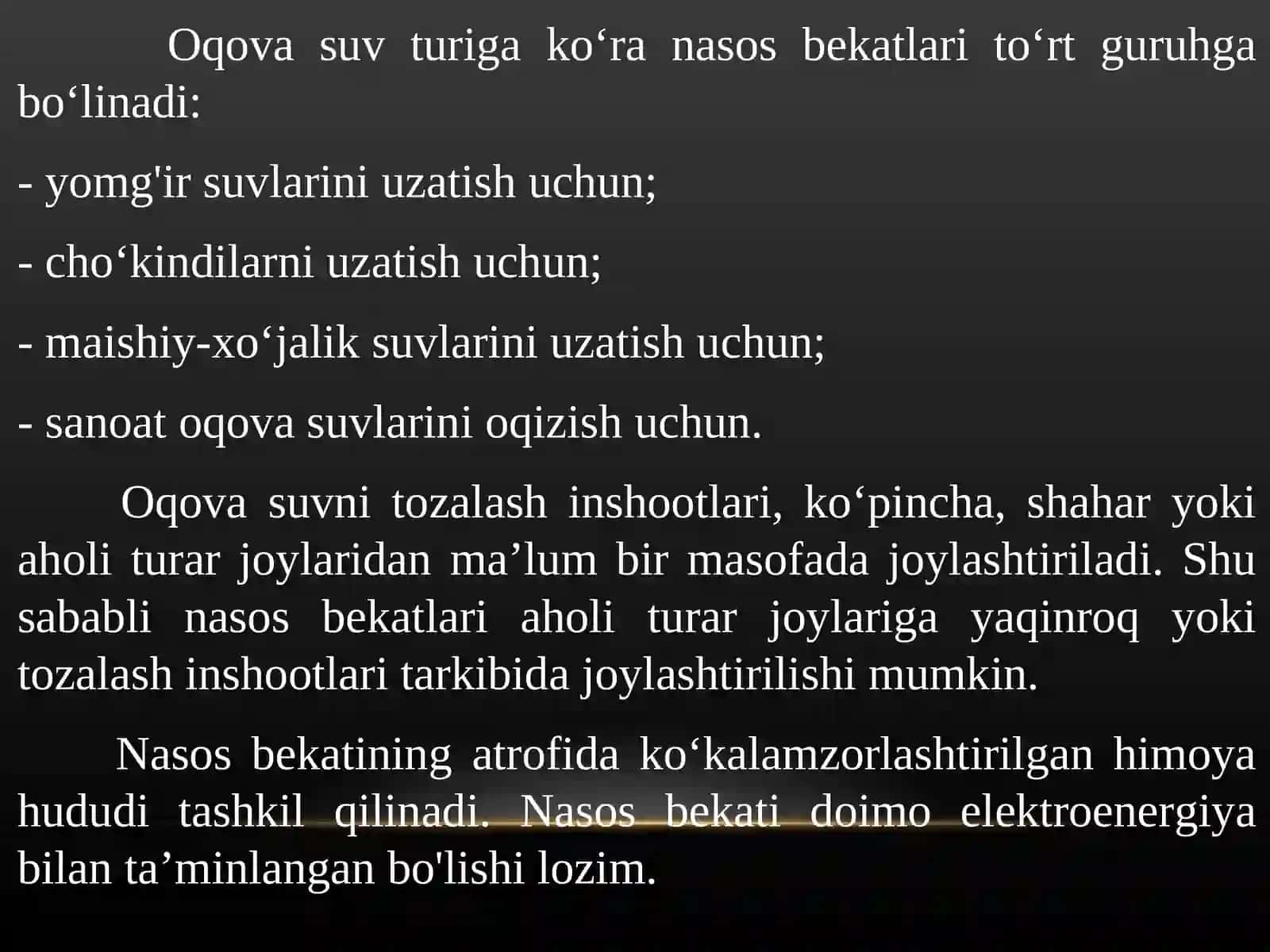 7-ma’ruza.Oqova suv nasos bekatlari 3