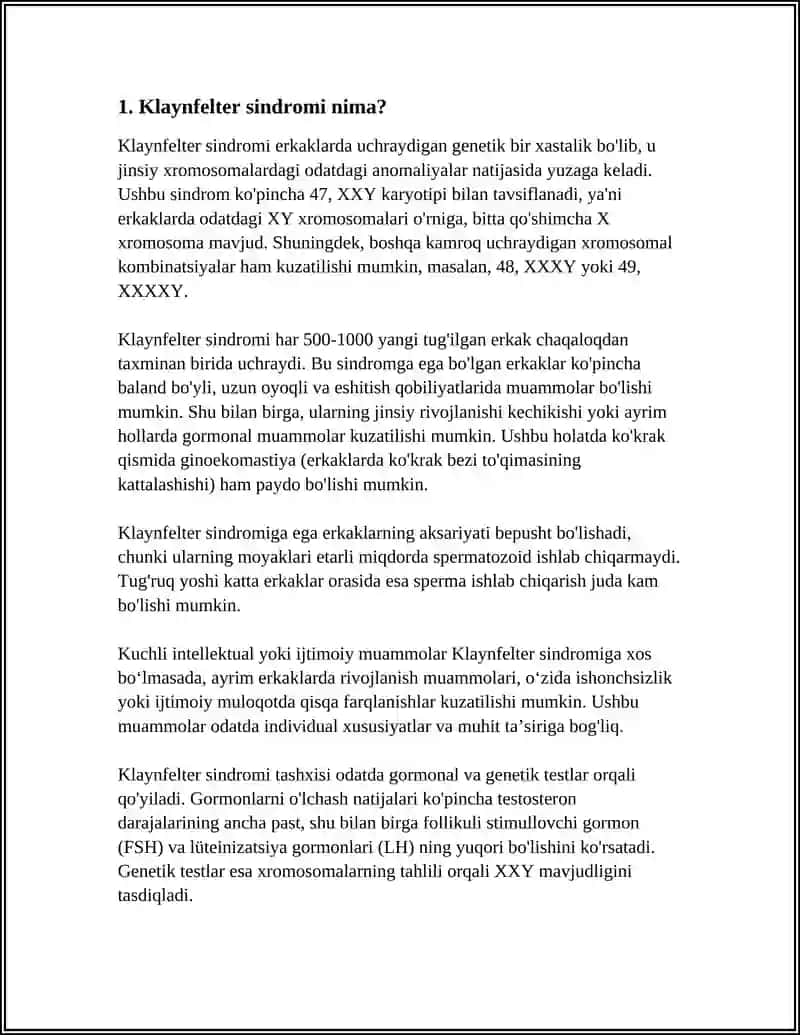 KLAYINFELTER SINDROMI REFERAT 3