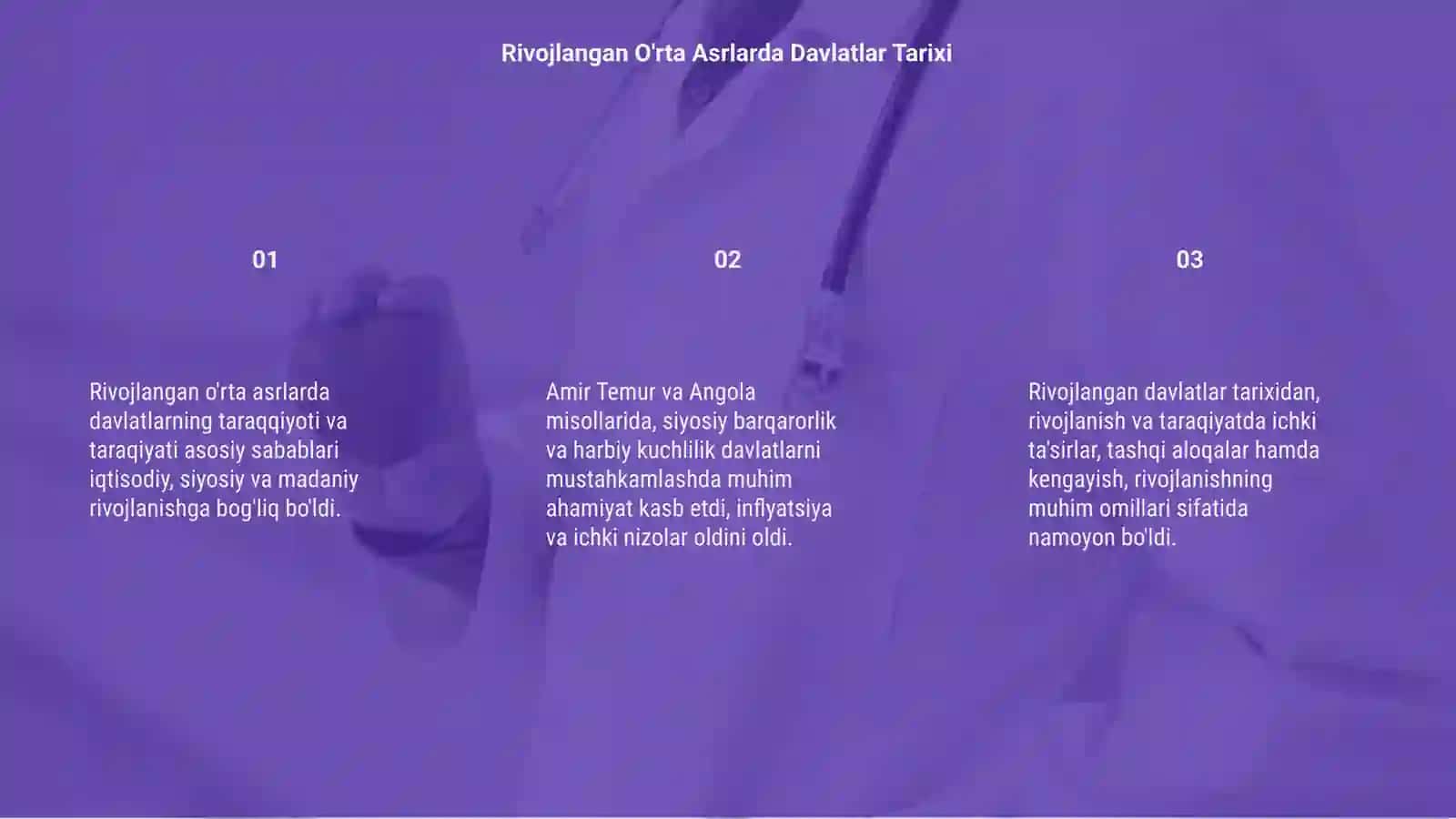 Rivojlangan o'rta asrlarda davlatlarni taraqiyat va tanazuli sabablari:amir Temur va Angola 3