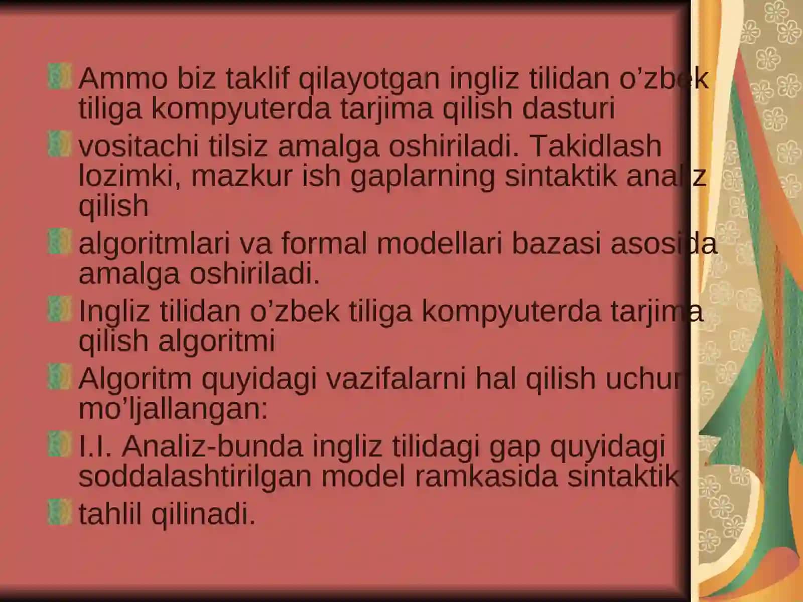Abdullayeva Gulhayoning matematik lingvistika fanidan tayyorlagan Taqdimoti 3