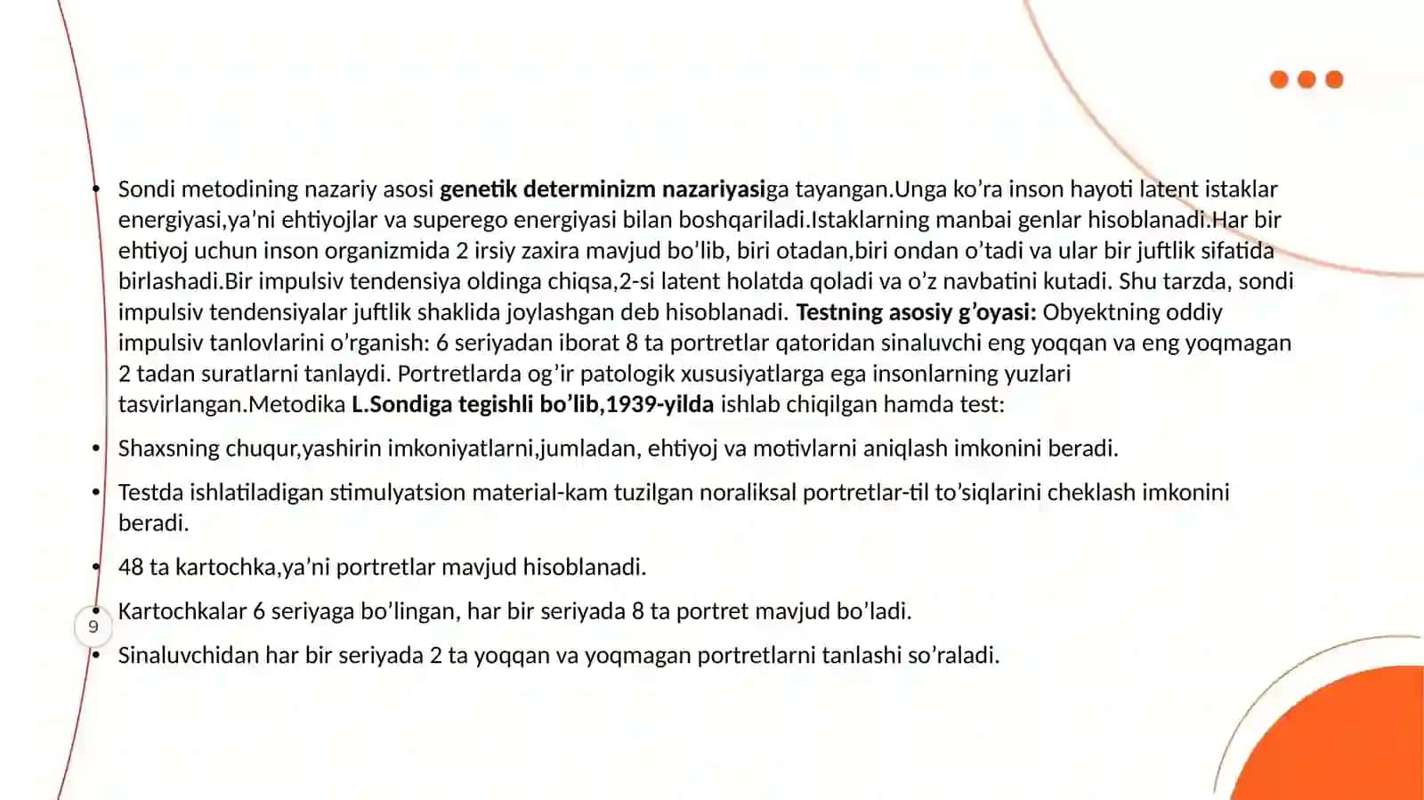 Interpretativ proektiv metodlar. Sondi testi. 3
