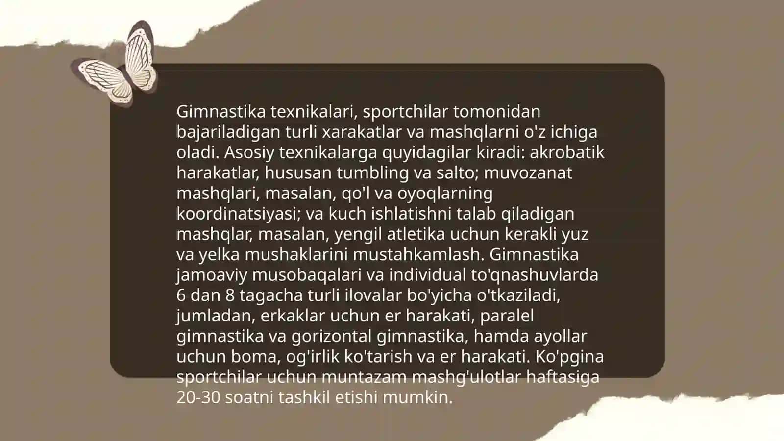 Gimnastika; Umumrivojlantiruvchi mashqlarini oʻrgatish 3