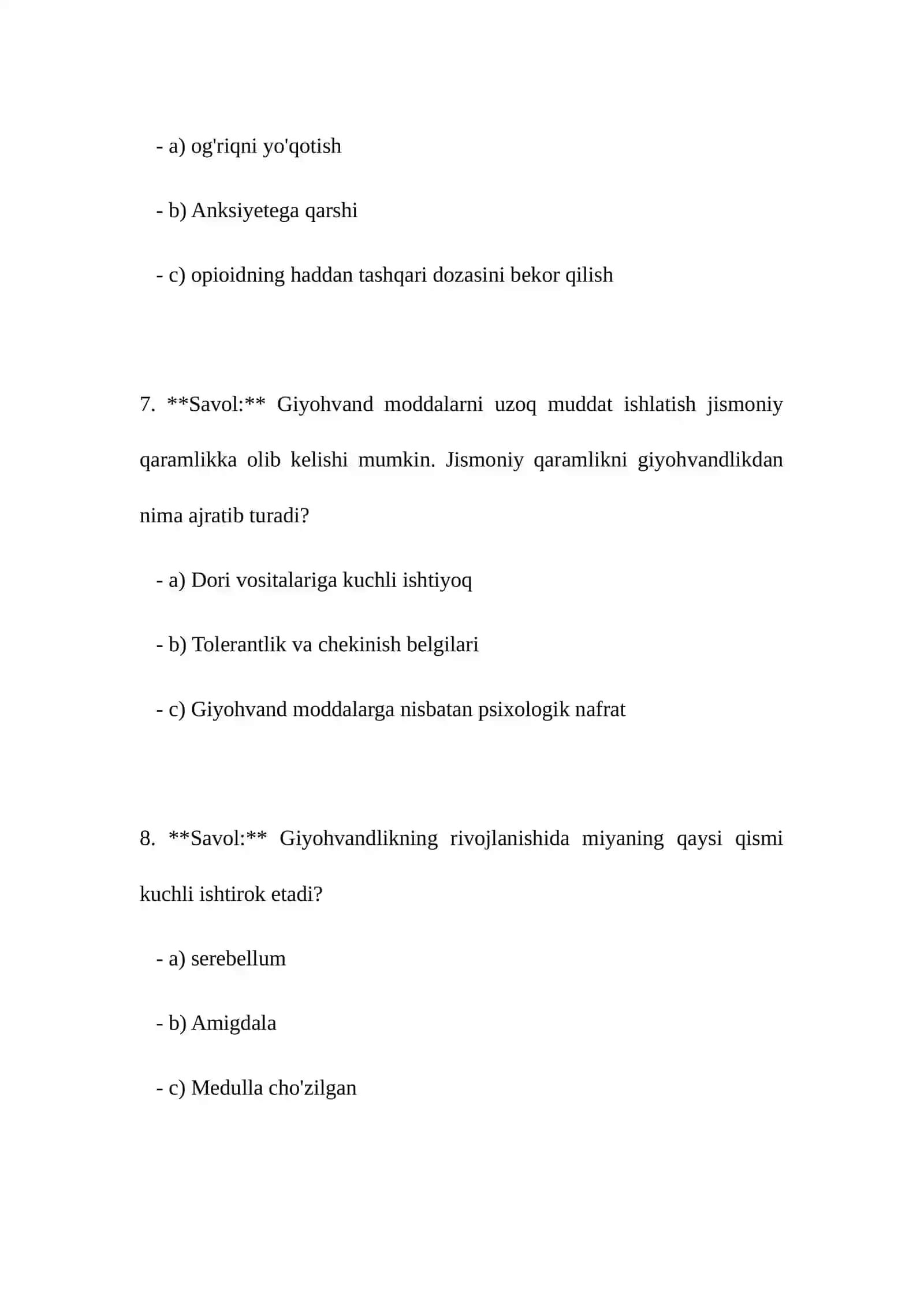 Narkamaniya mavzusida test 3
