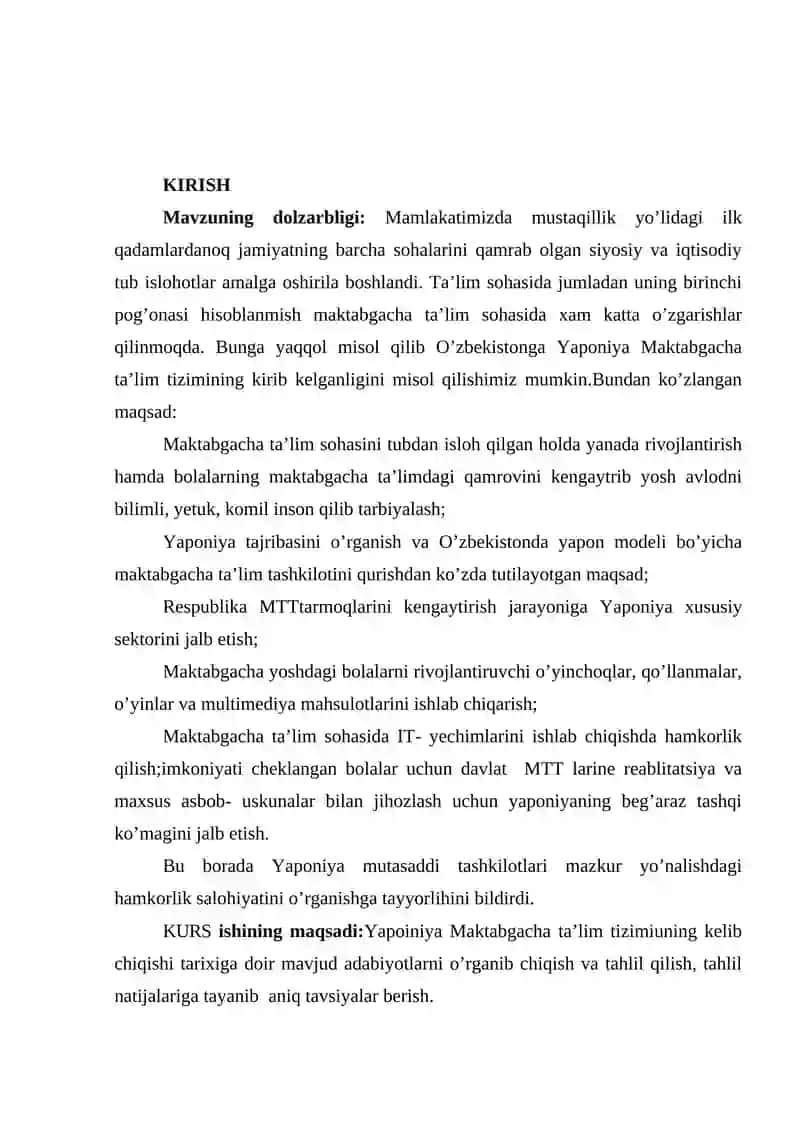 YAPONIYA MAKTABGACHA TA’LIM TIZIMINING O’ZIGA XOS XUSUSIYATLARI 3
