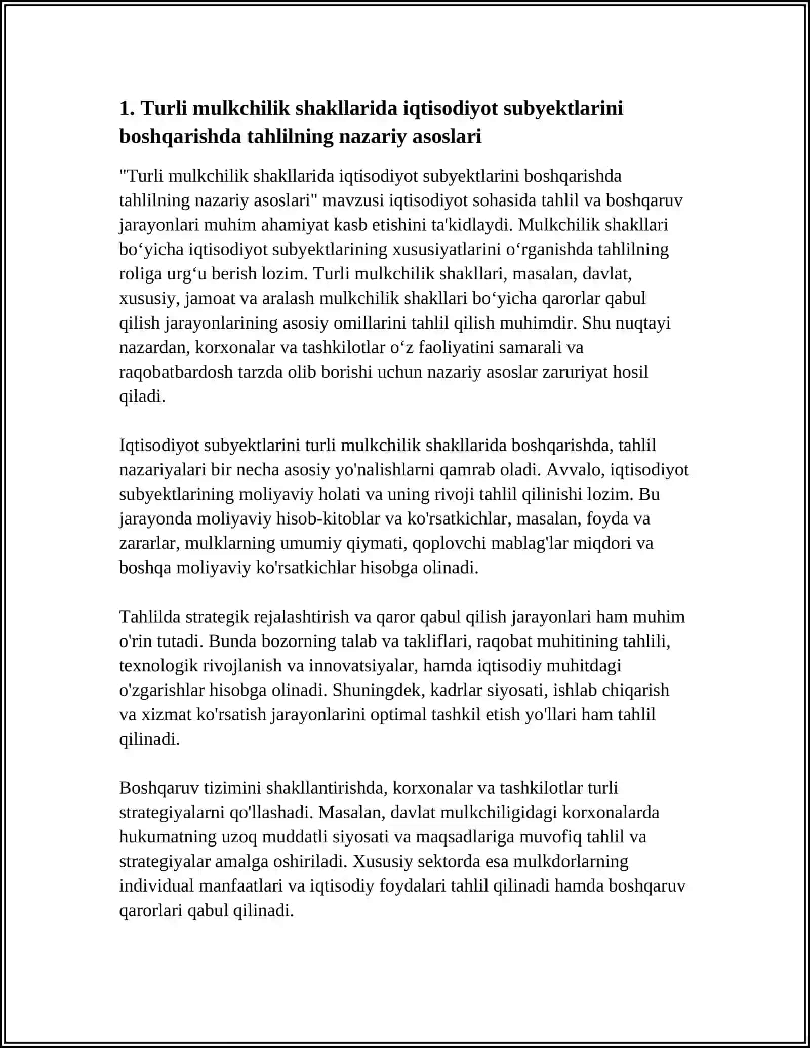 Turli mulkchilik shakllarida iqtisodiyot subeklarni tuğri boshqarishda tahlilni rolni 3