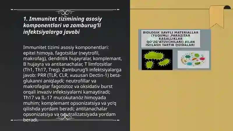 Immunitettizimi faoliyati bilan zamburug'li va parazitar kasalliklar kelib chigishidagi bog'liqliklar 3