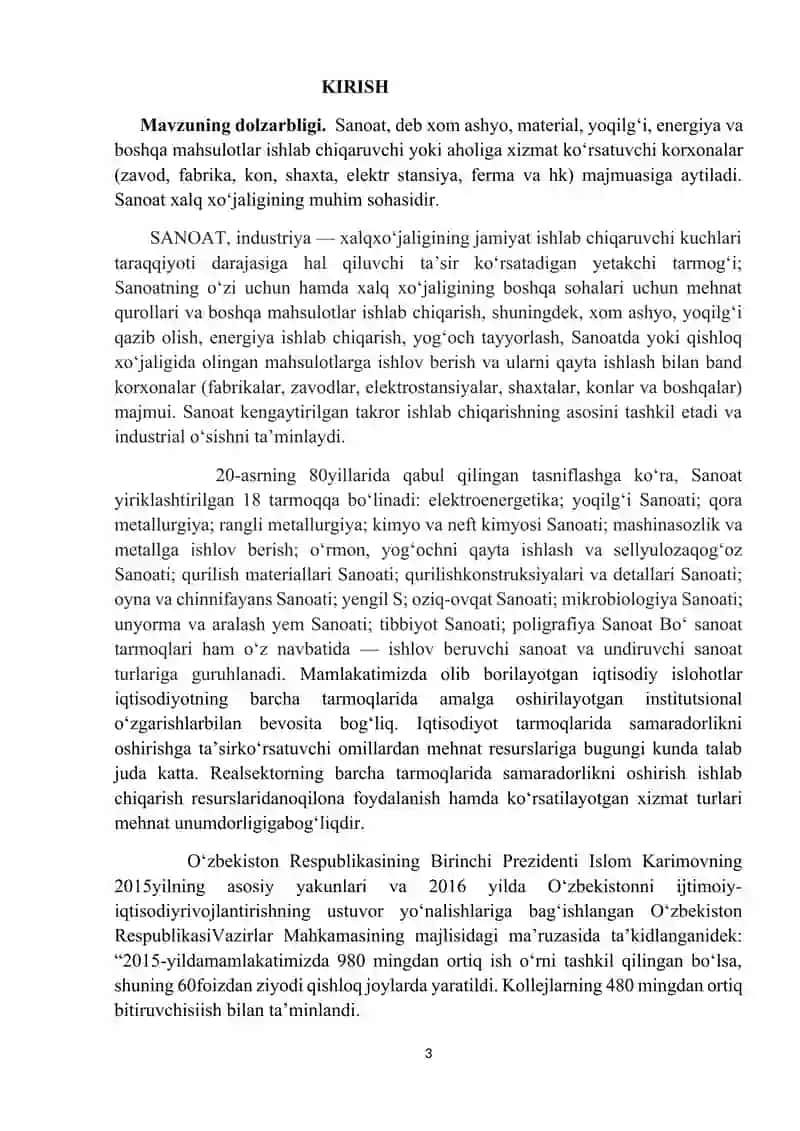 O’zbekiston to’qimachilik sanoati va uning tarkibiy tuzilmasi.Kurs ishi 3