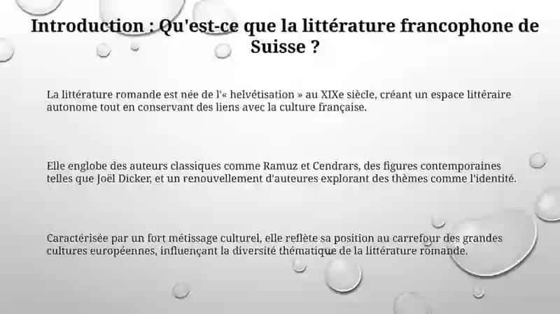 LalittératureFrancophone de Suisse 3