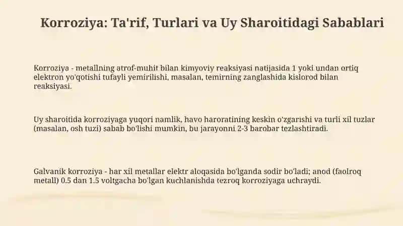 Uyda korroziyani yoʻqotish usuli 3