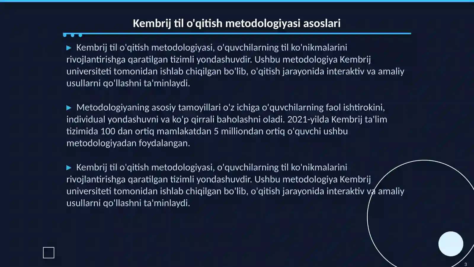 Ta'limni rivojlantirishda Kembrij til o'qitish tajribasi 3