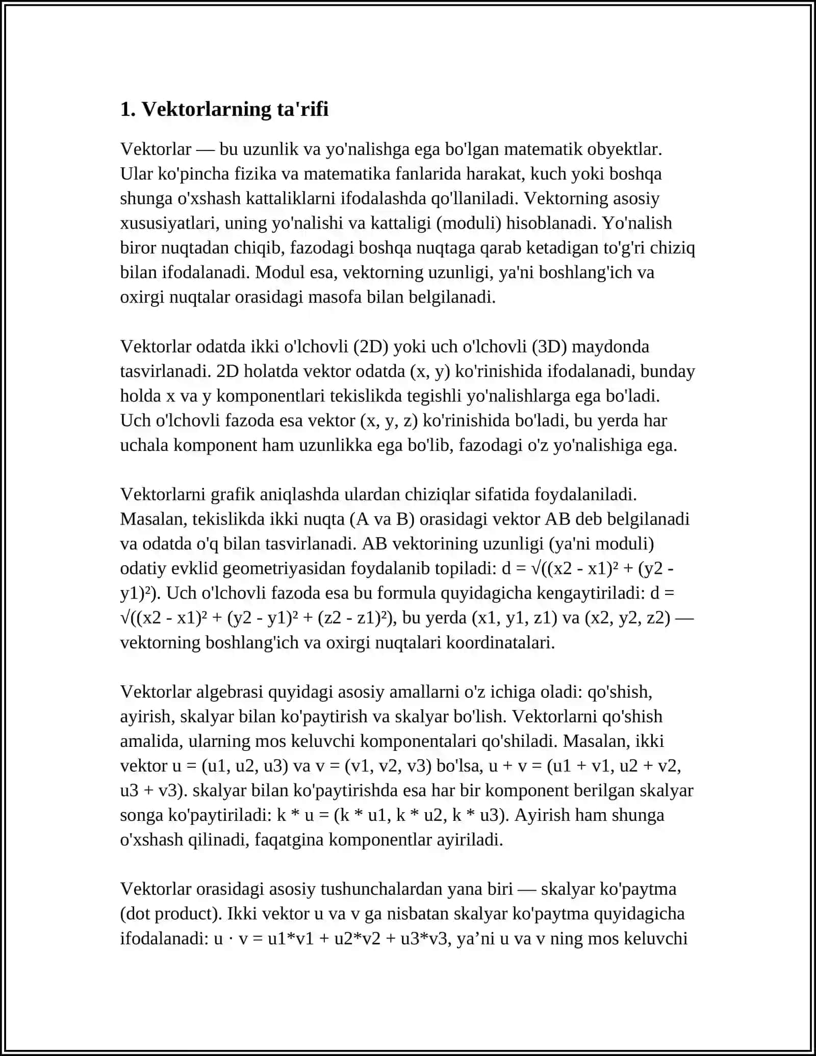 VEKTORLAR USTIDA CHIZIQLI AMALLAR 3