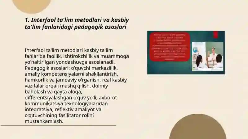 Interfaol ta'lim metodlari va kasbiy ta'lim fanlaridagi pedagogik asoslari 3