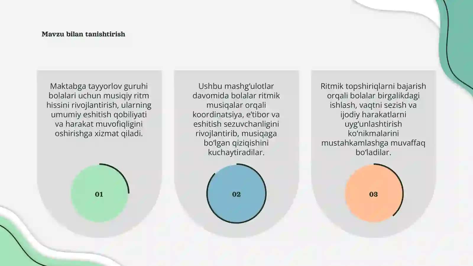 Maktabga tayyorlov guruhi bolalarining musiqiy ritm hissini rivojlantirish 3