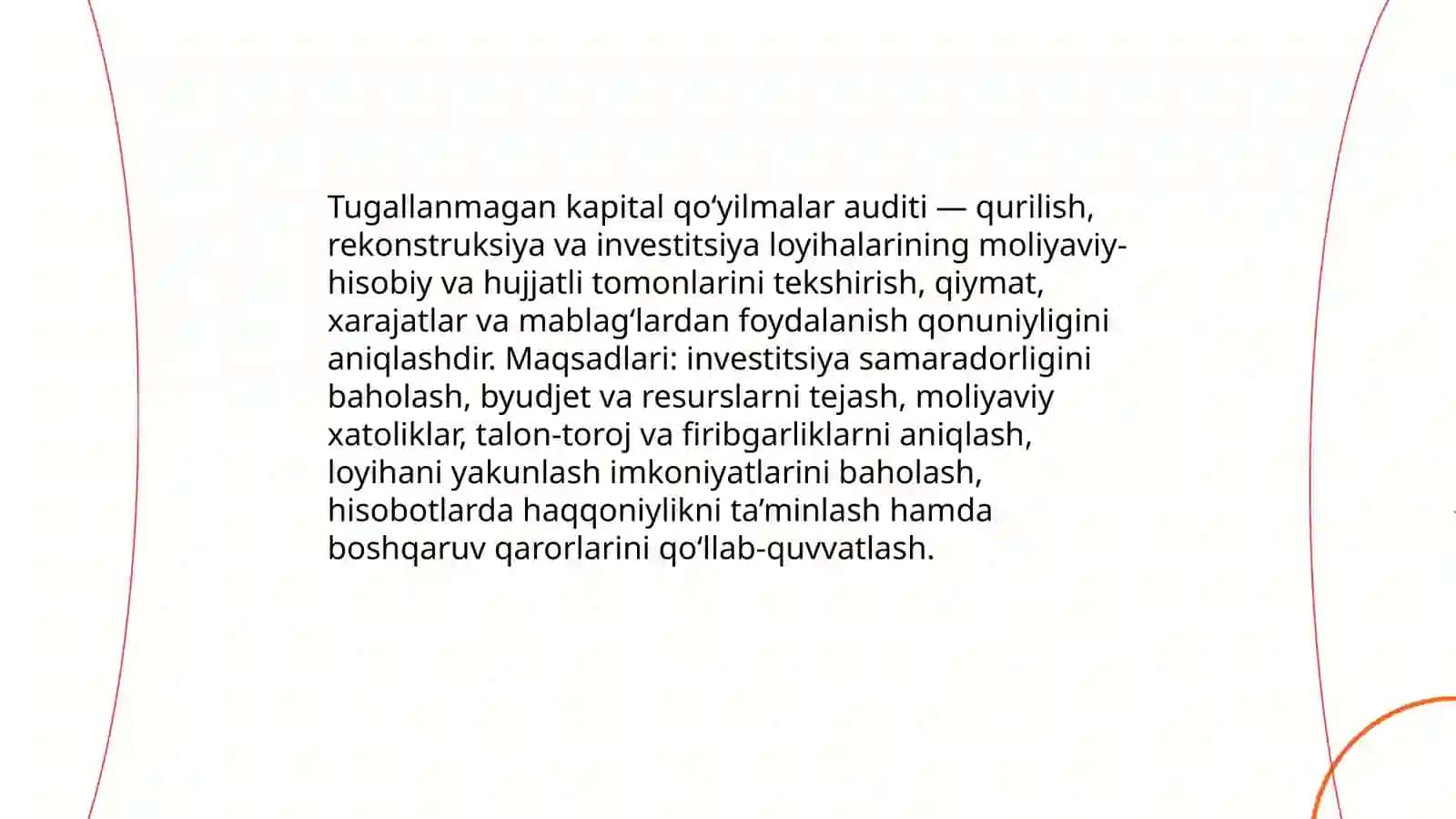 Tugallanmagan kapital qo‘yilmalar auditi 3