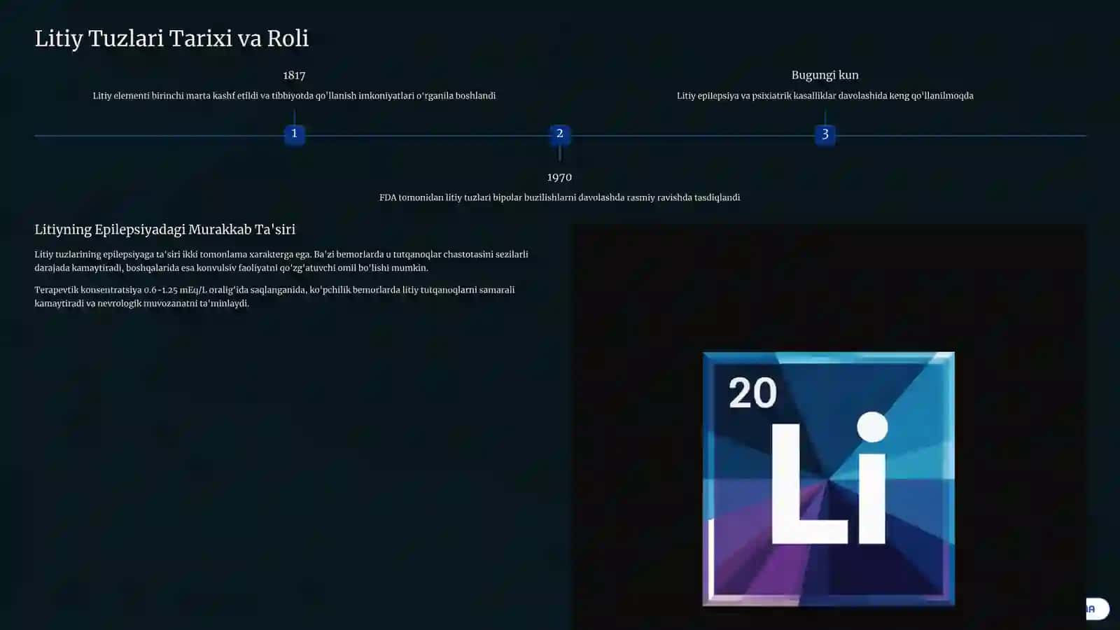 Epilepsiyaga Qarshi Vositalar: Litiy Tuzlari va Sedativlar 3