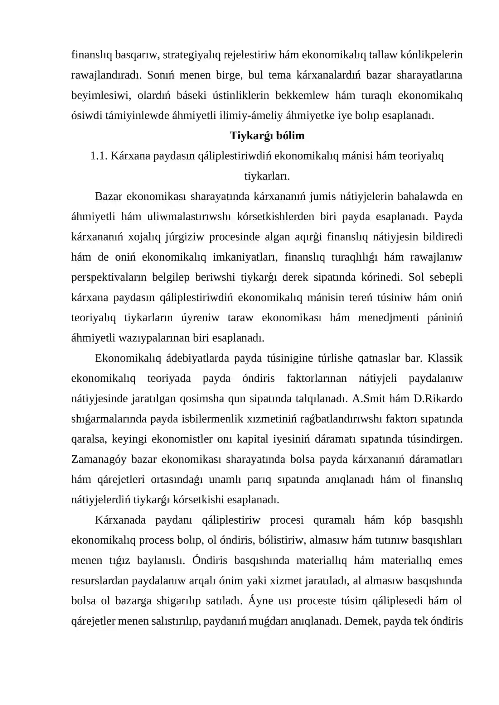 Kárxanada paydanı qáliplestiriw hám aqılǵa say bólistiriw 3