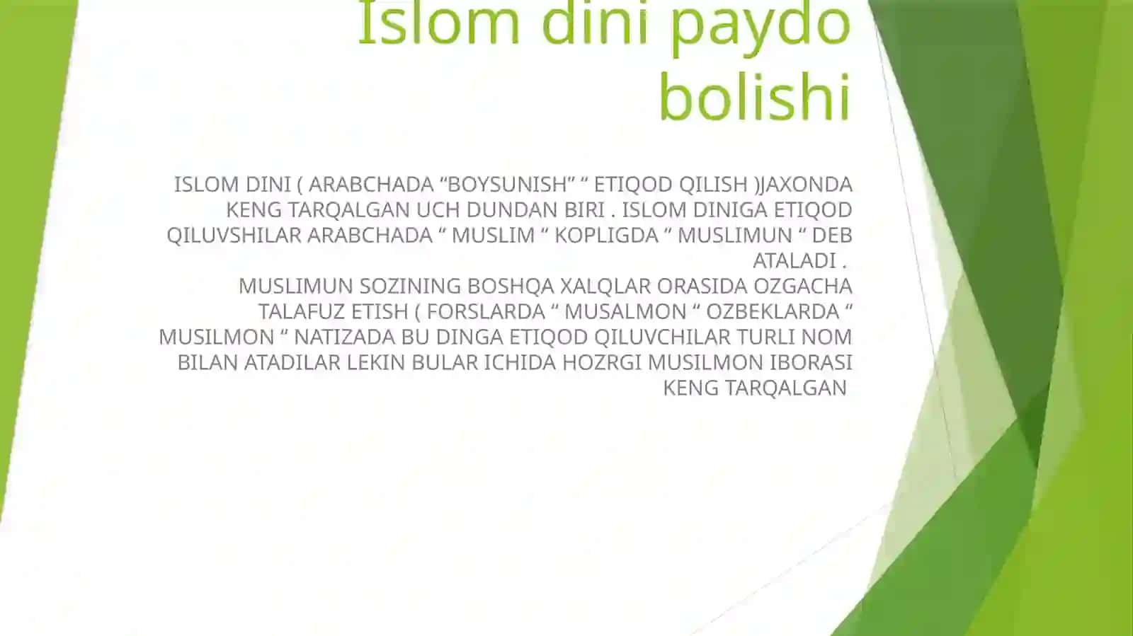 Islom dining paydo bolishi va uning tarixa va madaniyatga tasiri 3