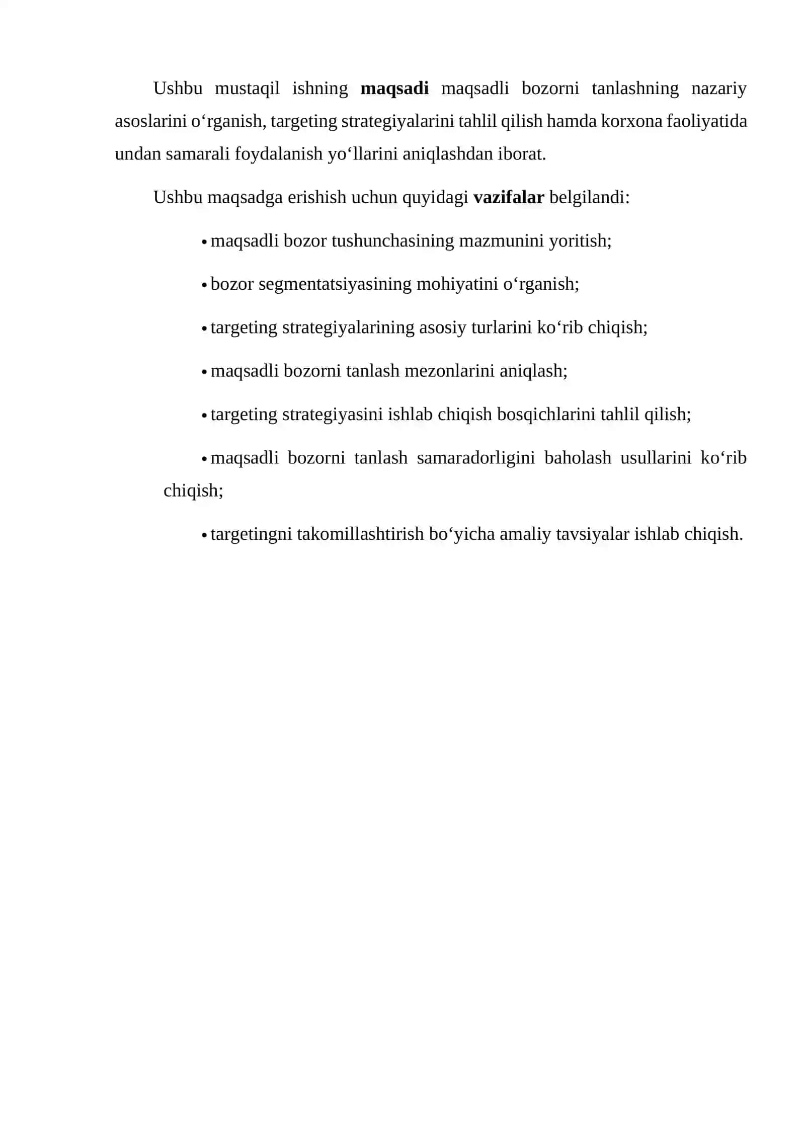 MAQSADLI BOZORNI TANLASH (TARGETING) 3