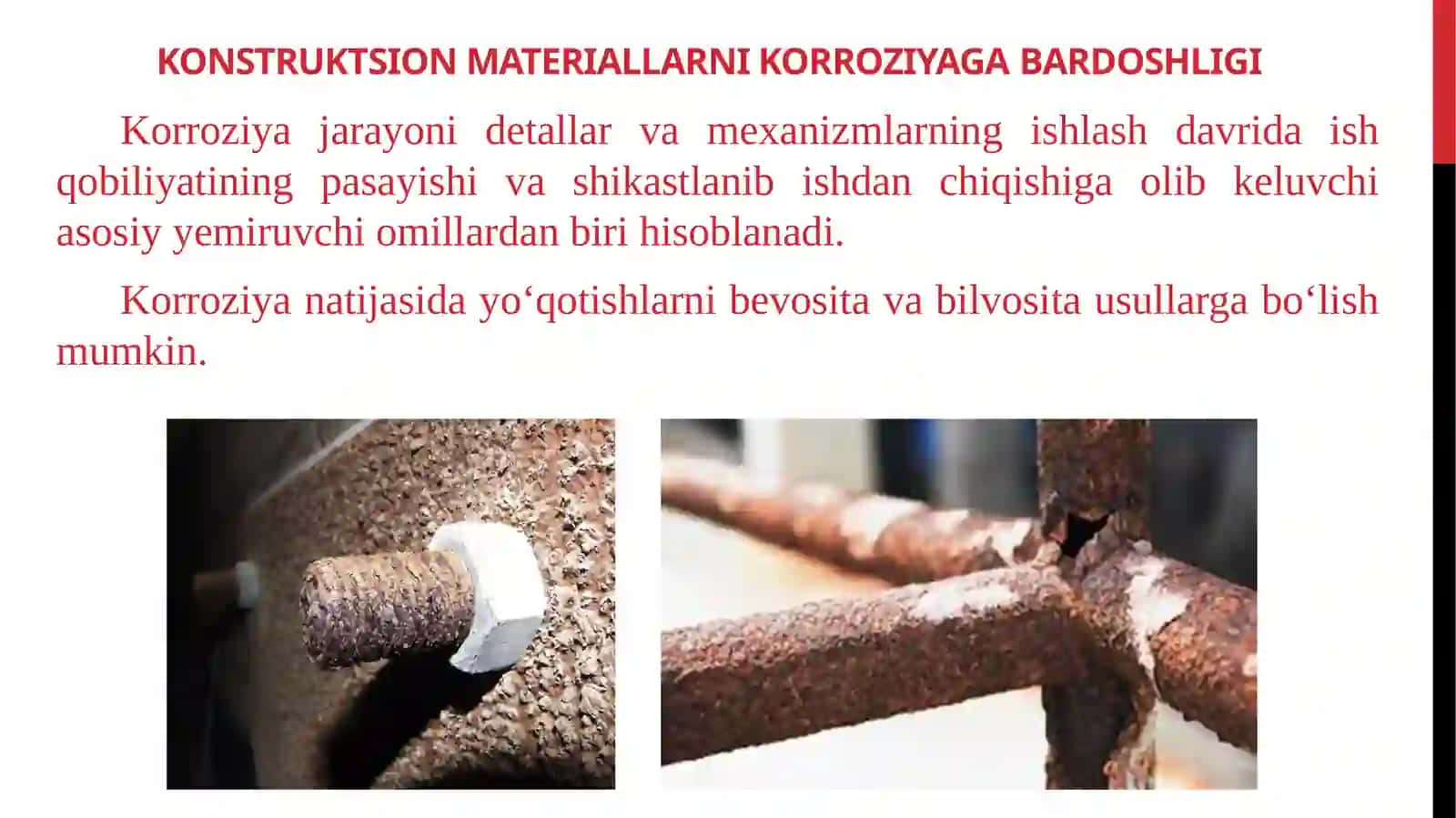 KONSTRUKTSION MATERIALLARNIKORROZIYAGABARDOSHLIGI 3