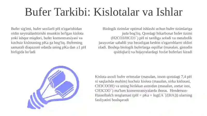 Bufer eritmalar tarkibi va ishlatilish sohalari 3