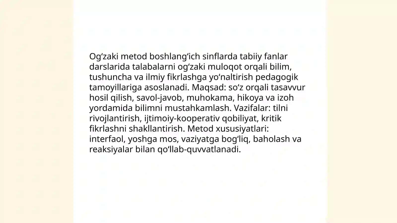 Boshlang'ich ta'lim tabiiy fanlari darslarida og'zaki va ko'rgazma metodlardan foydalanish 3