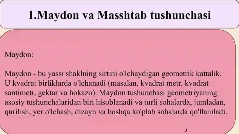 Yer maydonlarini yuzasining grafik usulda aniqlash 3