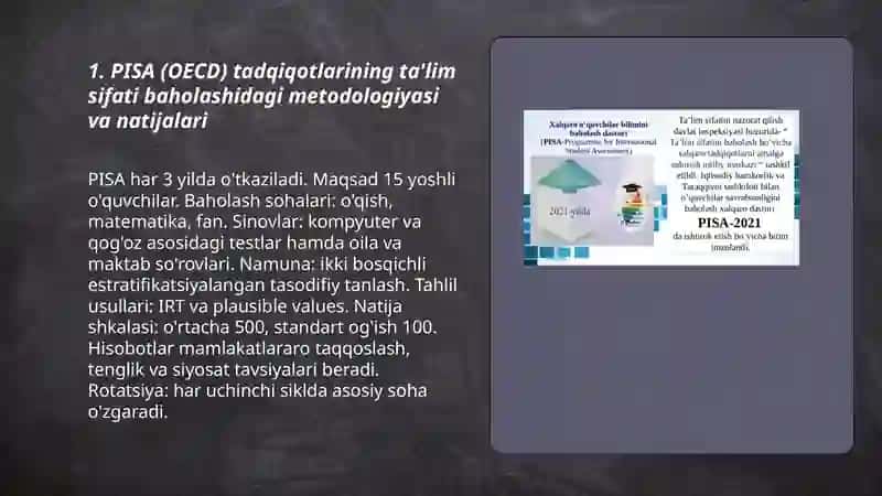 Ta'lim sifatini baholash boʻyicha xalqaro tadqiqotlar 3