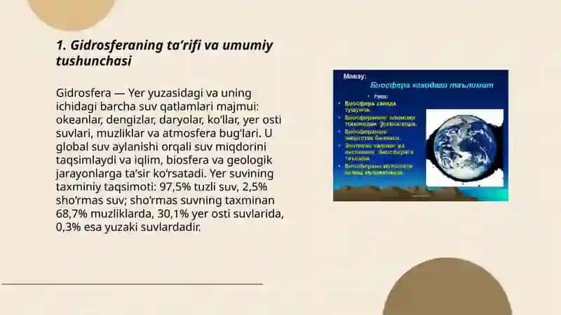 Gidrosfera haqida tushuncha 3