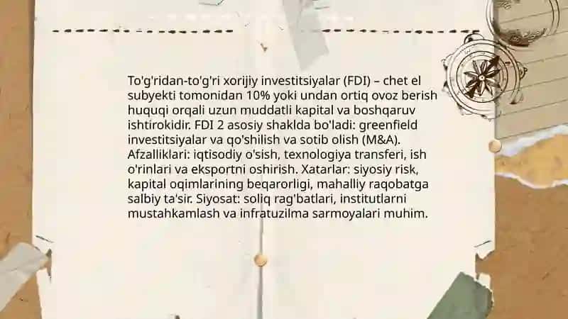 Global iqtisodiyotda investitsiyalarni yoli 3