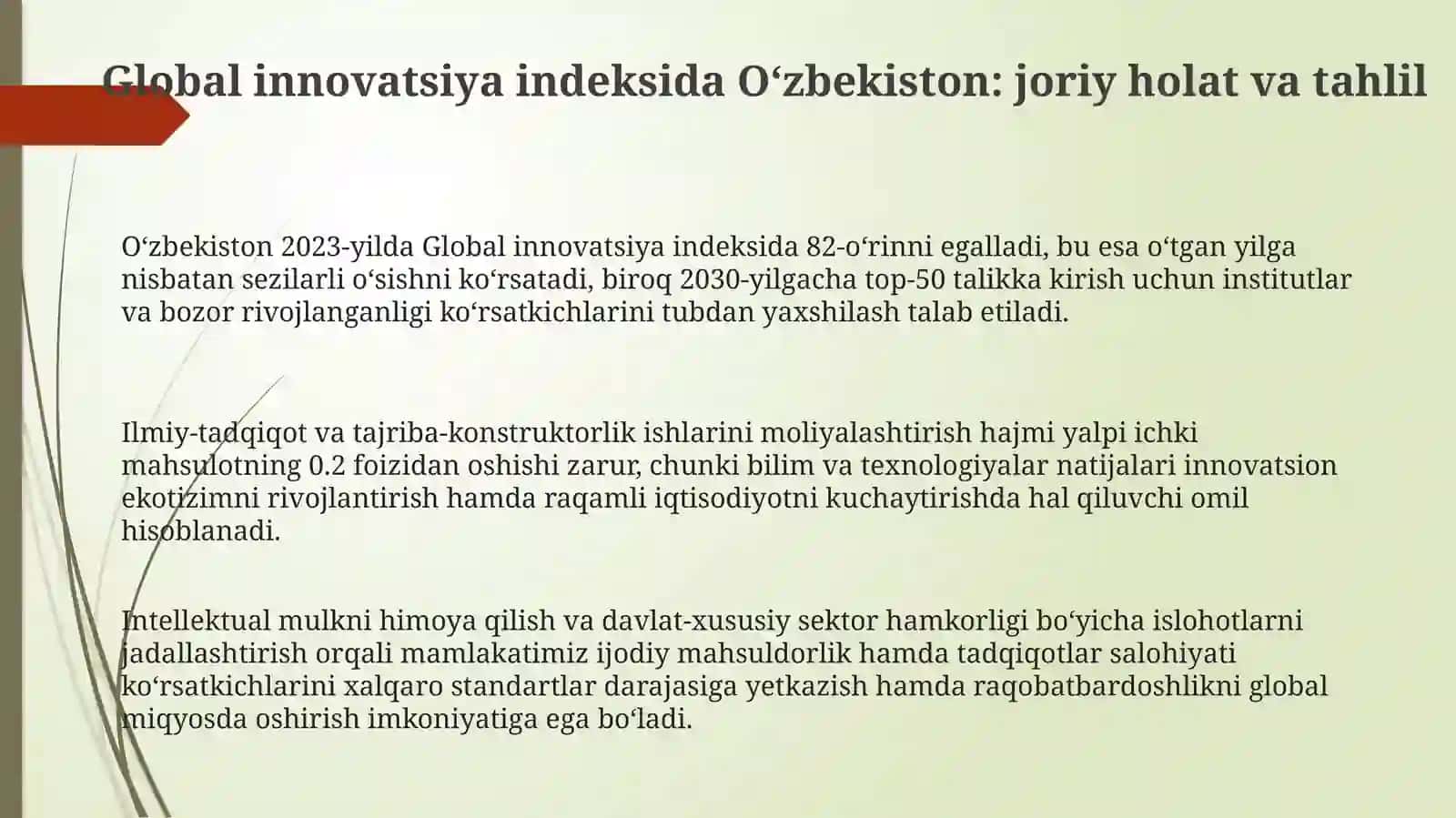 Global innovatsiya indeksida O‘zbekiston: joriy holat va tahlil 3
