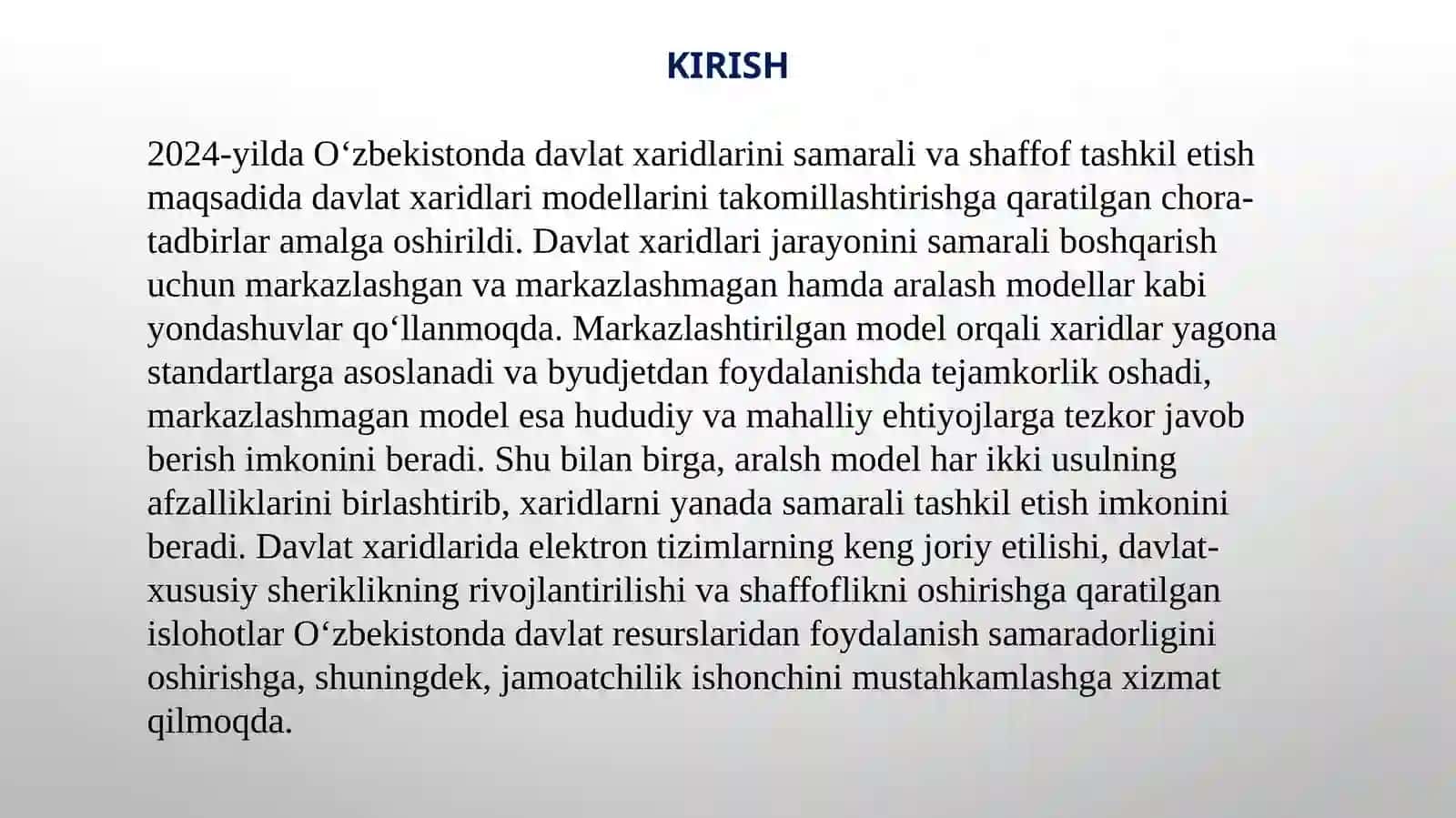 DAVLAT XARIDLARINI TASHKIL ETISH MODELLARI 3
