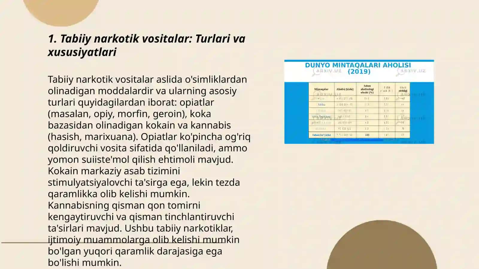 Tabiiy va sun'iy narkotik vositalar. Foydasi va zarari 3