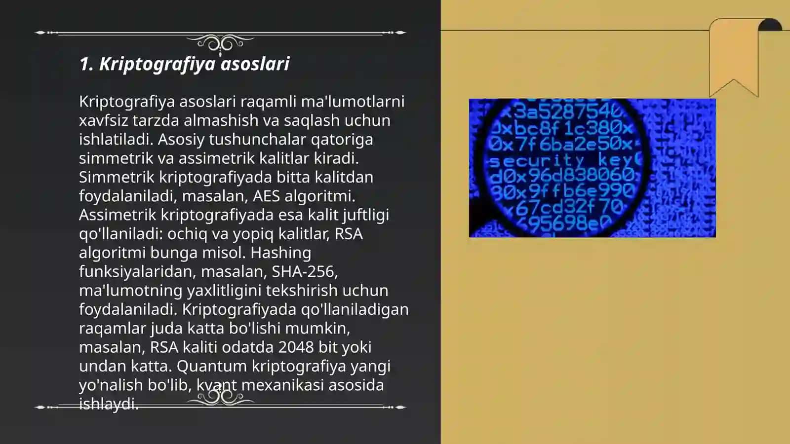 Ochiq va yopiq kalitli kriptografiya asoslari 3