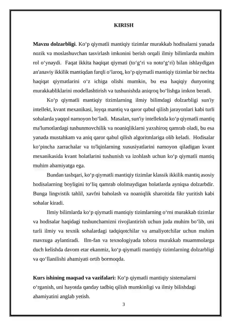 Ko‘p qiymatli mantiqiy sistemalarning ilmiy bilishdagi o‘rni 3