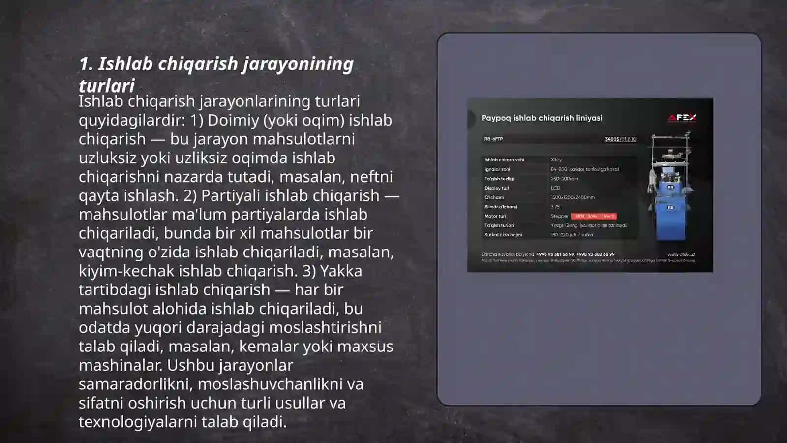 Ishlab chiqarish jarayoni, uning natijalari va samaradorligi 3