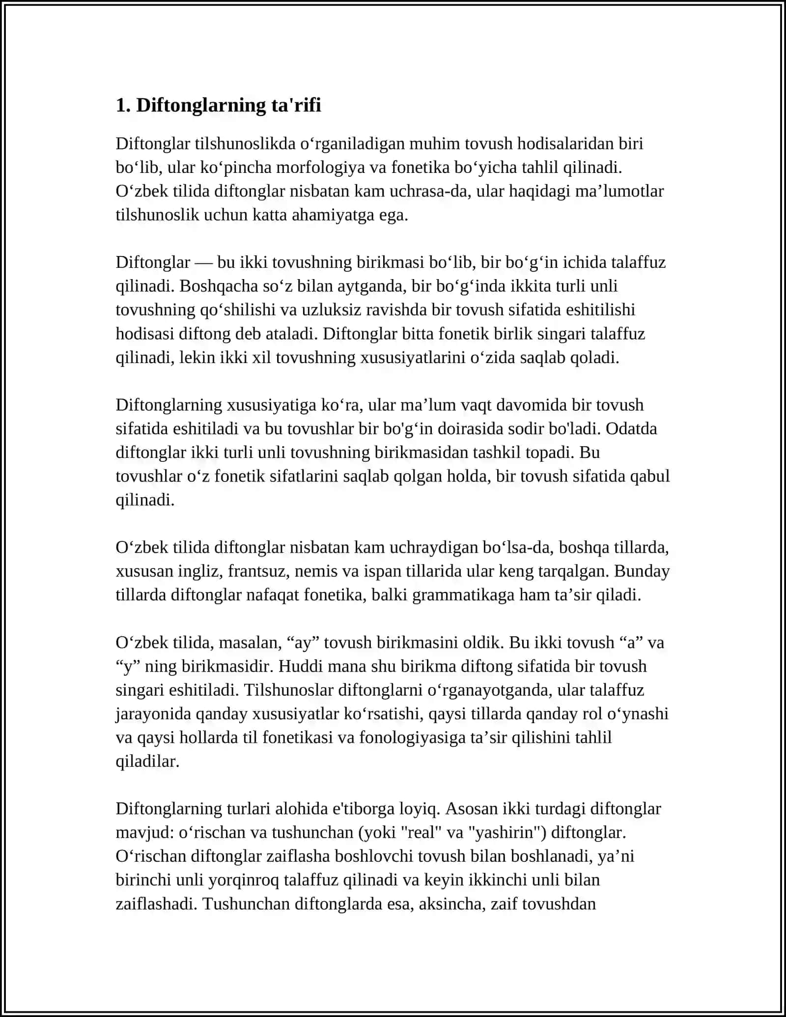 DIFTONGLAR, DIGRAFLAR VA HARF BIRIKMALARI 3
