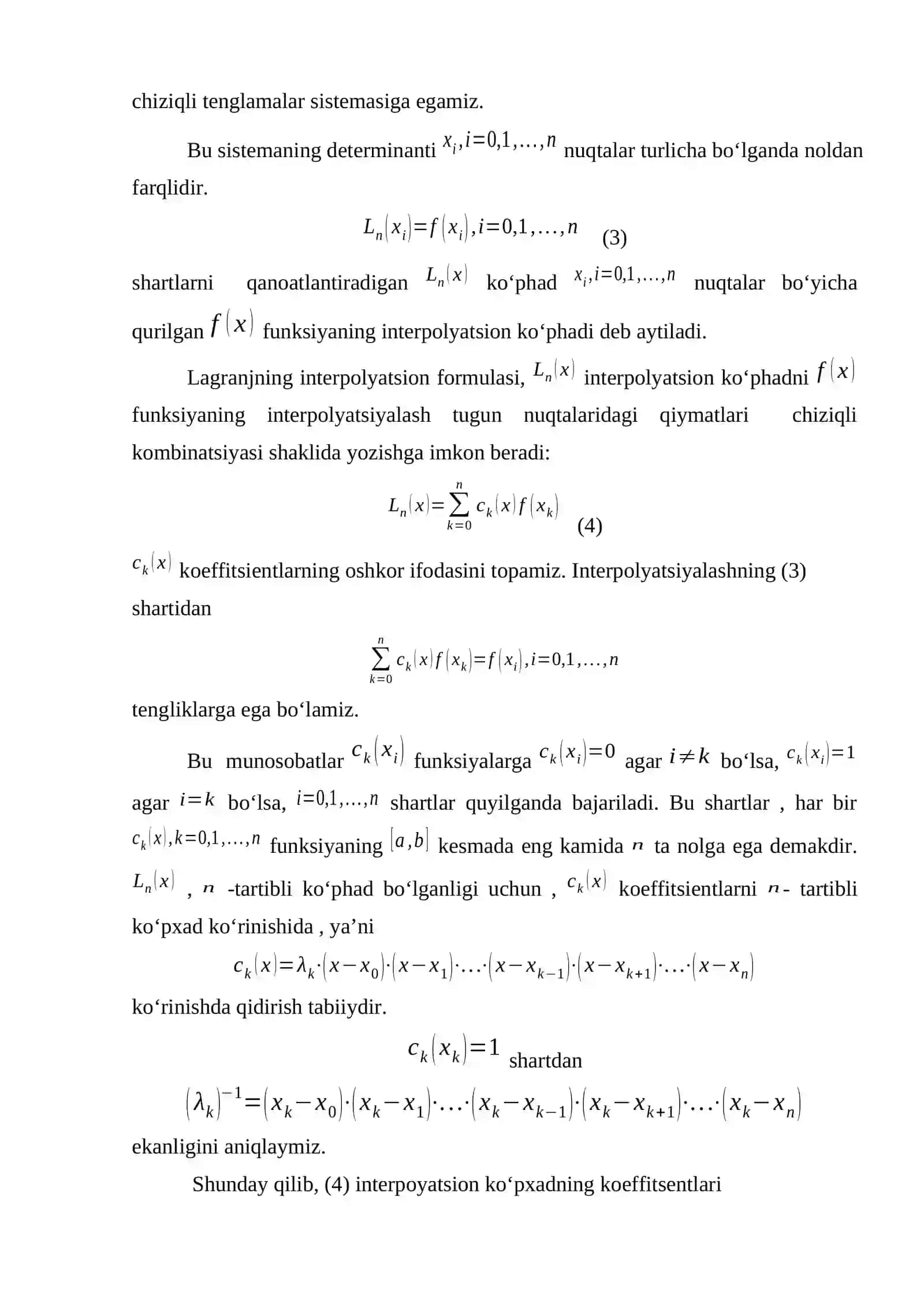 MATHCAD FUNKSIYALARNI YAQINLASHTIRISH MASALASI 3