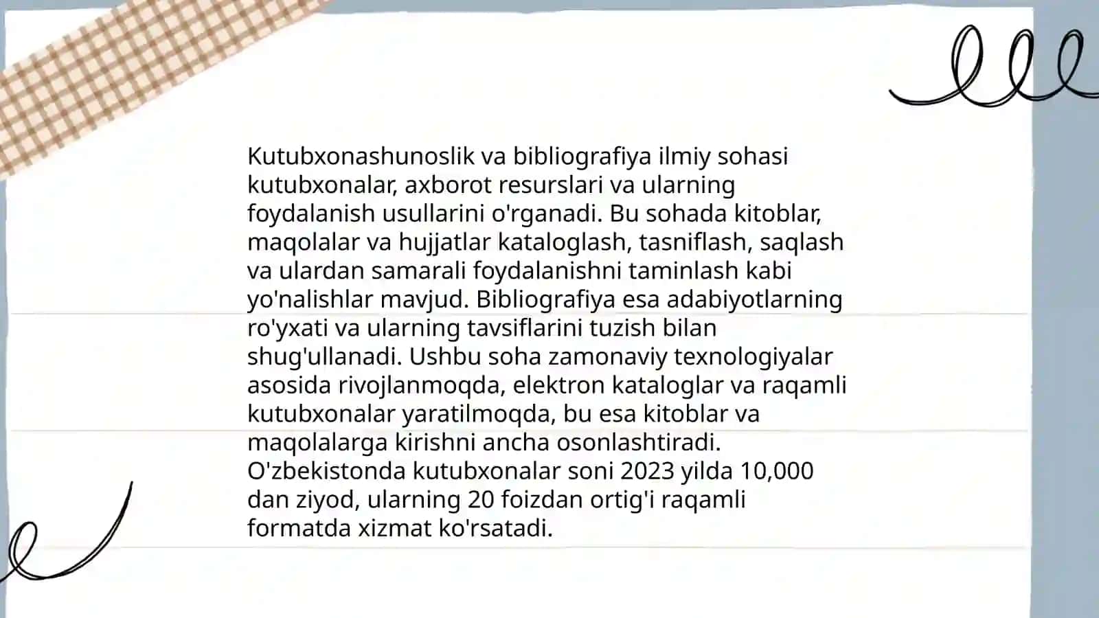 Kutubxonashunoslikning boshqa fanlar bilan o'zaro bog'liqligi 3