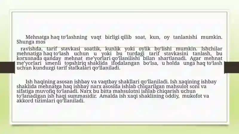 Pul mablag‘lari va hisob-kitob jarayonlarining hisobi. Mehnat va ish xaqining hisobi 3