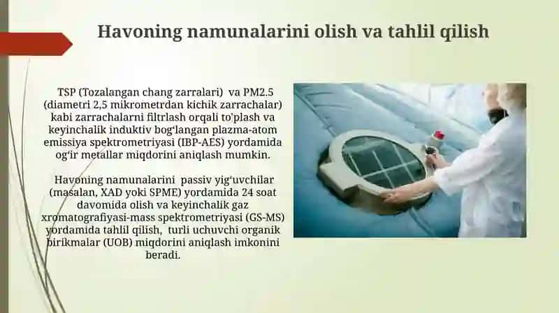 Antropogen kimyoviy ifloslanishning baholash usullari 3